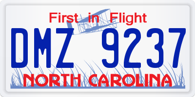 NC license plate DMZ9237