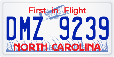 NC license plate DMZ9239