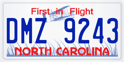 NC license plate DMZ9243