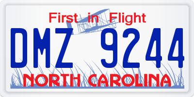 NC license plate DMZ9244