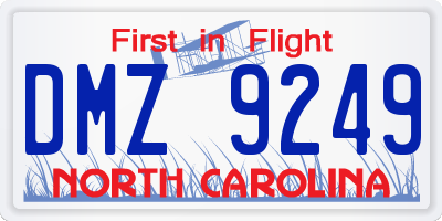 NC license plate DMZ9249