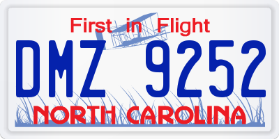 NC license plate DMZ9252