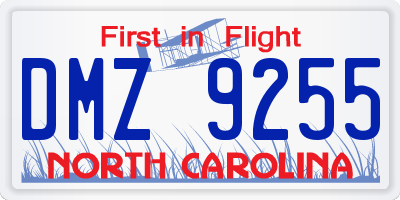 NC license plate DMZ9255