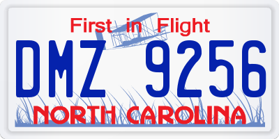 NC license plate DMZ9256