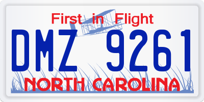 NC license plate DMZ9261