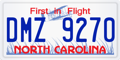 NC license plate DMZ9270
