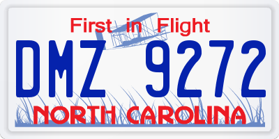 NC license plate DMZ9272