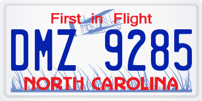 NC license plate DMZ9285