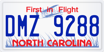 NC license plate DMZ9288