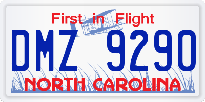 NC license plate DMZ9290