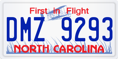 NC license plate DMZ9293