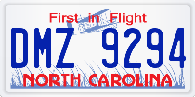 NC license plate DMZ9294