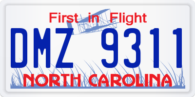 NC license plate DMZ9311