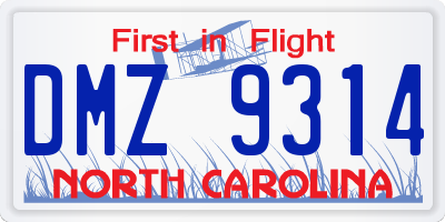 NC license plate DMZ9314