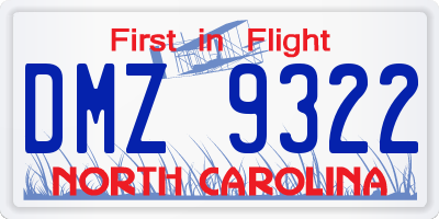 NC license plate DMZ9322