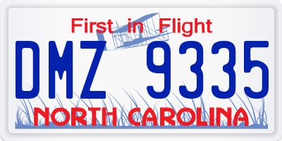 NC license plate DMZ9335