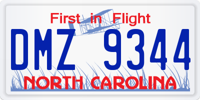 NC license plate DMZ9344