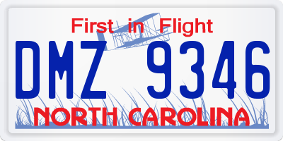 NC license plate DMZ9346