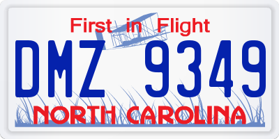 NC license plate DMZ9349