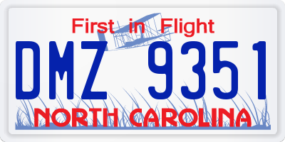 NC license plate DMZ9351