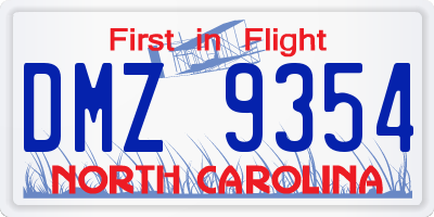 NC license plate DMZ9354