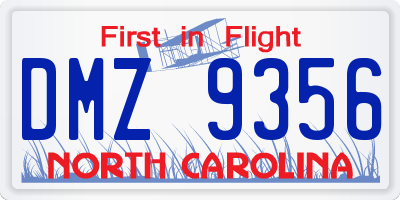 NC license plate DMZ9356