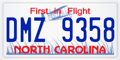 NC license plate DMZ9358