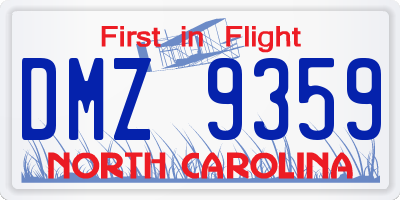 NC license plate DMZ9359