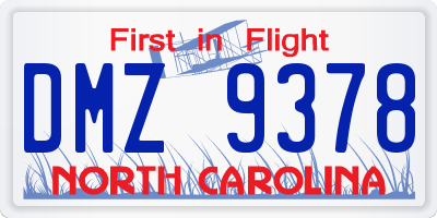 NC license plate DMZ9378
