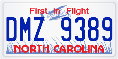 NC license plate DMZ9389