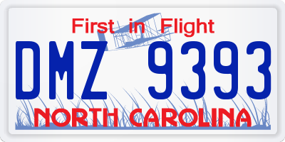 NC license plate DMZ9393