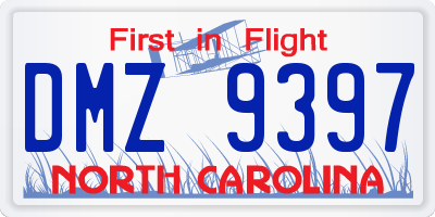 NC license plate DMZ9397