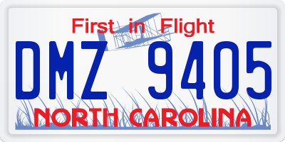 NC license plate DMZ9405