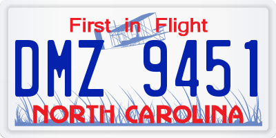NC license plate DMZ9451
