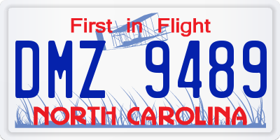 NC license plate DMZ9489