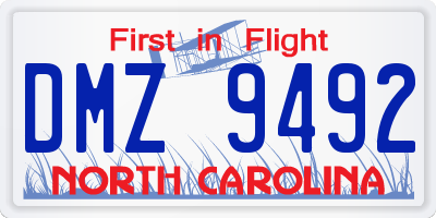 NC license plate DMZ9492