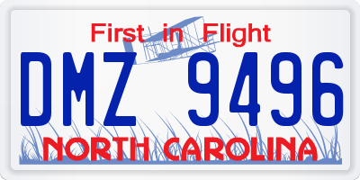 NC license plate DMZ9496