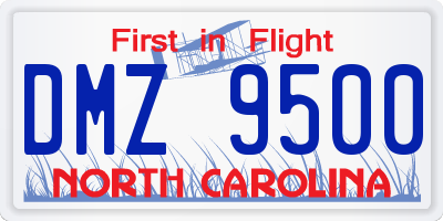 NC license plate DMZ9500