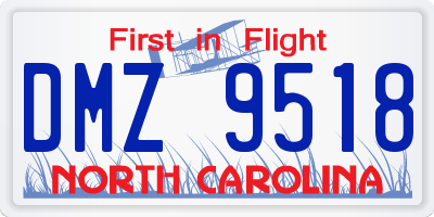 NC license plate DMZ9518