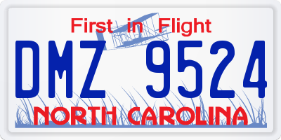 NC license plate DMZ9524