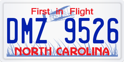 NC license plate DMZ9526
