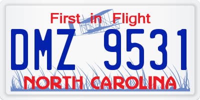 NC license plate DMZ9531