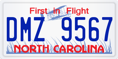 NC license plate DMZ9567