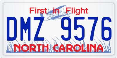 NC license plate DMZ9576
