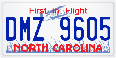 NC license plate DMZ9605