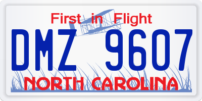 NC license plate DMZ9607