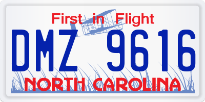 NC license plate DMZ9616