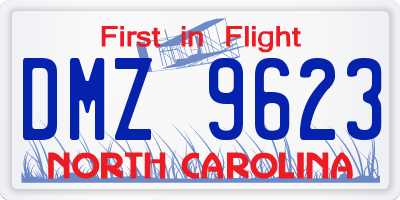NC license plate DMZ9623