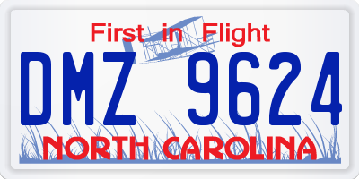 NC license plate DMZ9624