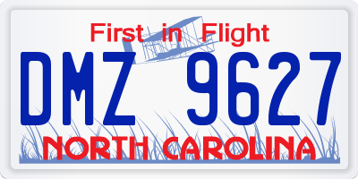 NC license plate DMZ9627